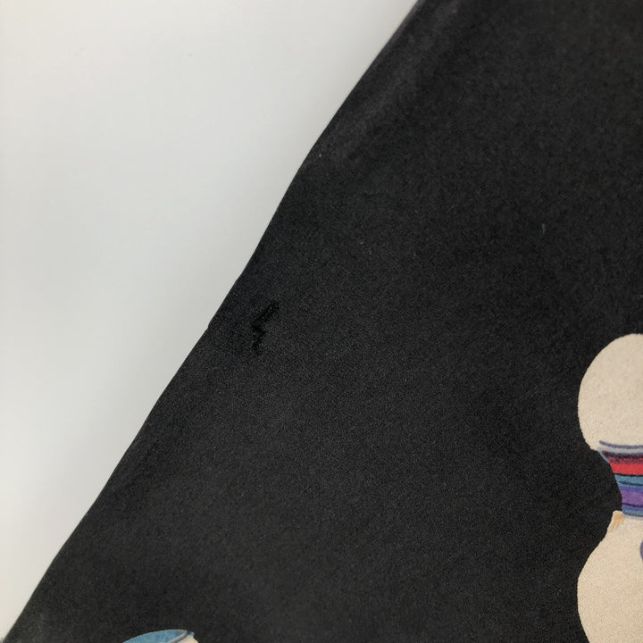 SILK CLUB All-over Bowling Pattern Open Collar Long Sleeve Silk Shirt Box Shirt Men's Size M silk black type Vintage Second Hand