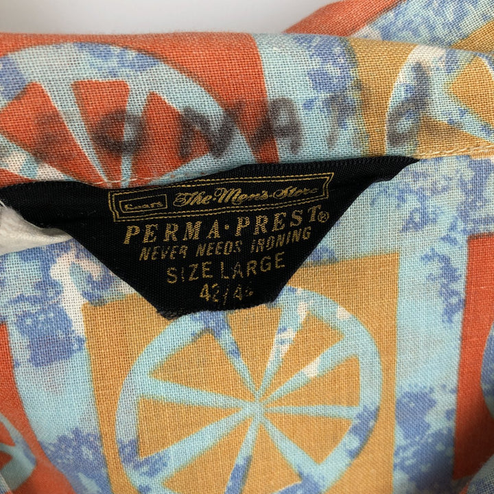 Sears The Men's Store Long-Sleeve Pajama Shirt, Men's Size L (approx.), Vintage, Open Collar unclear blue type Vintage Second Hand