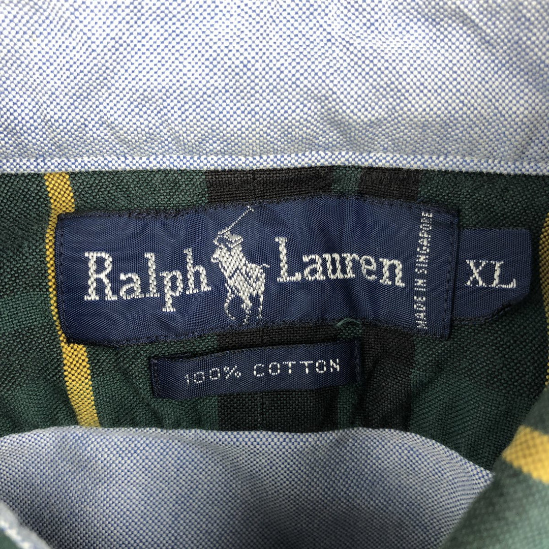 Ralph Lauren long sleeve button down check shirt, men's XL size cotton Green type dark green Vintage Second Hand