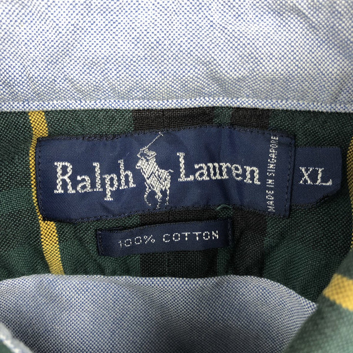 Ralph Lauren long sleeve button down check shirt, men's XL size cotton Green type dark green Vintage Second Hand