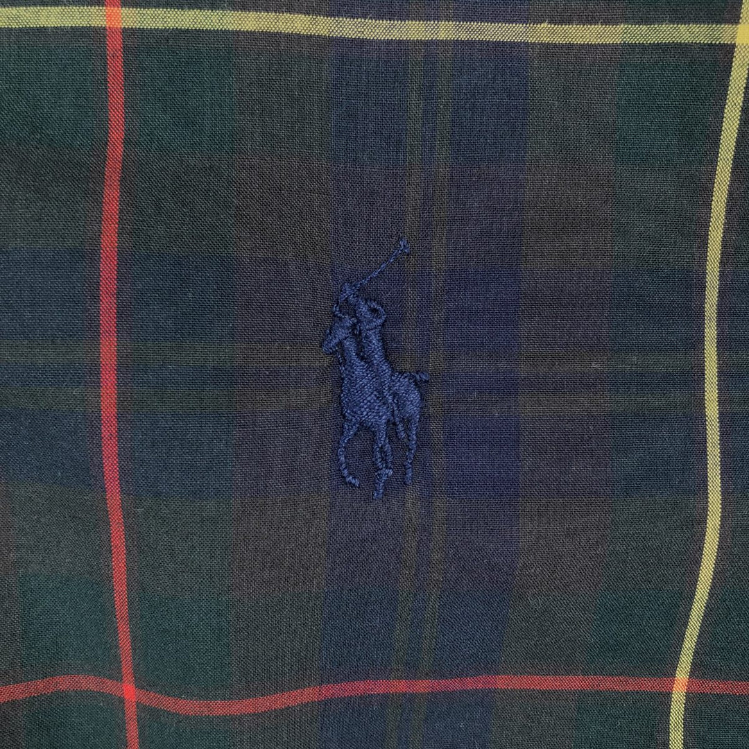 Ralph Lauren long sleeve button down check shirt, men's size M cotton navy blue type Vintage Second Hand