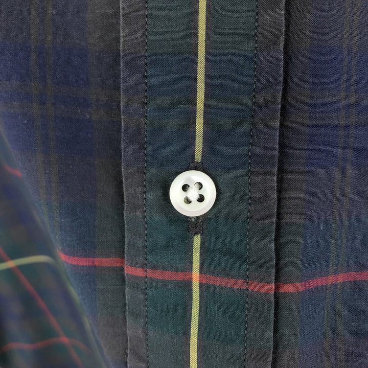 Ralph Lauren long sleeve button down check shirt, men's size M cotton navy blue type Vintage Second Hand