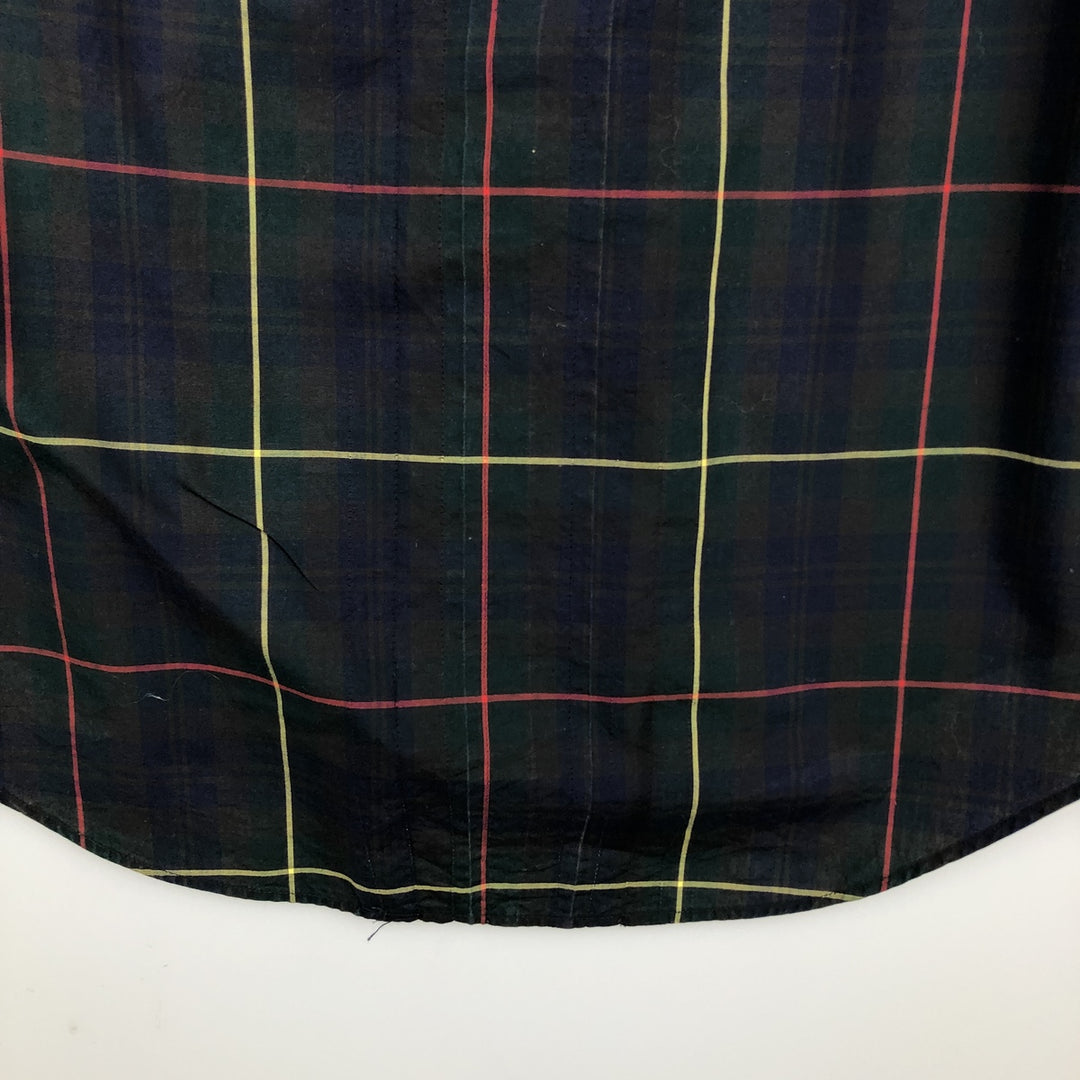 Ralph Lauren long sleeve button down check shirt, men's size M cotton navy blue type Vintage Second Hand