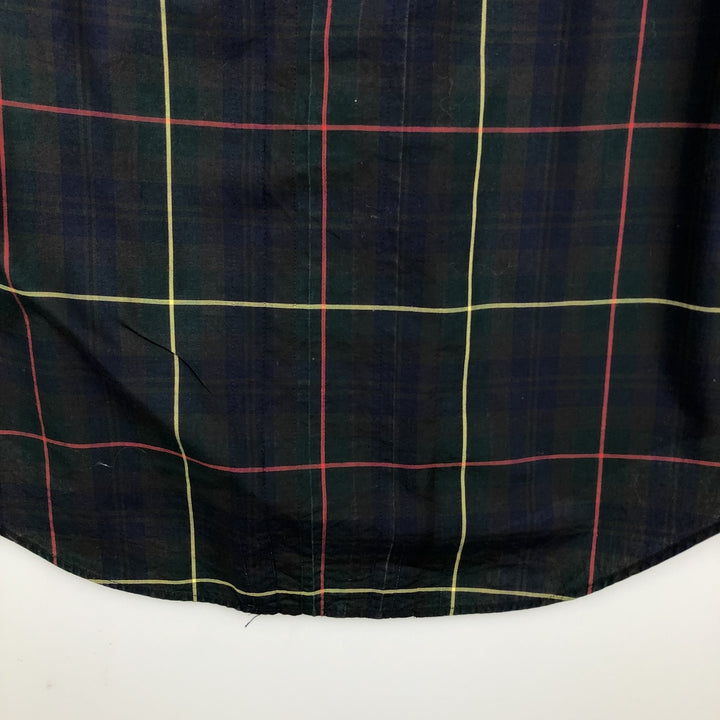 Ralph Lauren long sleeve button down check shirt, men's size M cotton navy blue type Vintage Second Hand