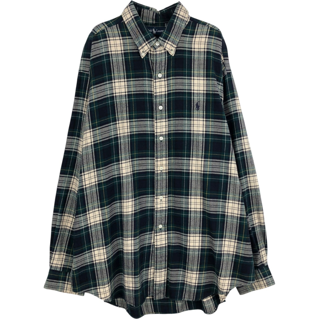 Ralph Lauren BLAKE long sleeve button down check shirt, men's XL size cotton Green type dark green Vintage Second Hand