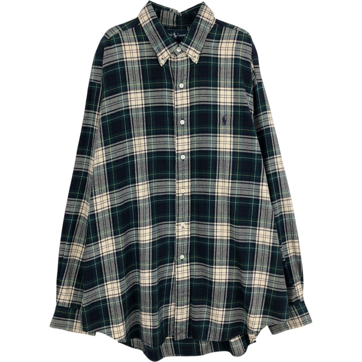 Ralph Lauren BLAKE long sleeve button down check shirt, men's XL size cotton Green type dark green Vintage Second Hand
