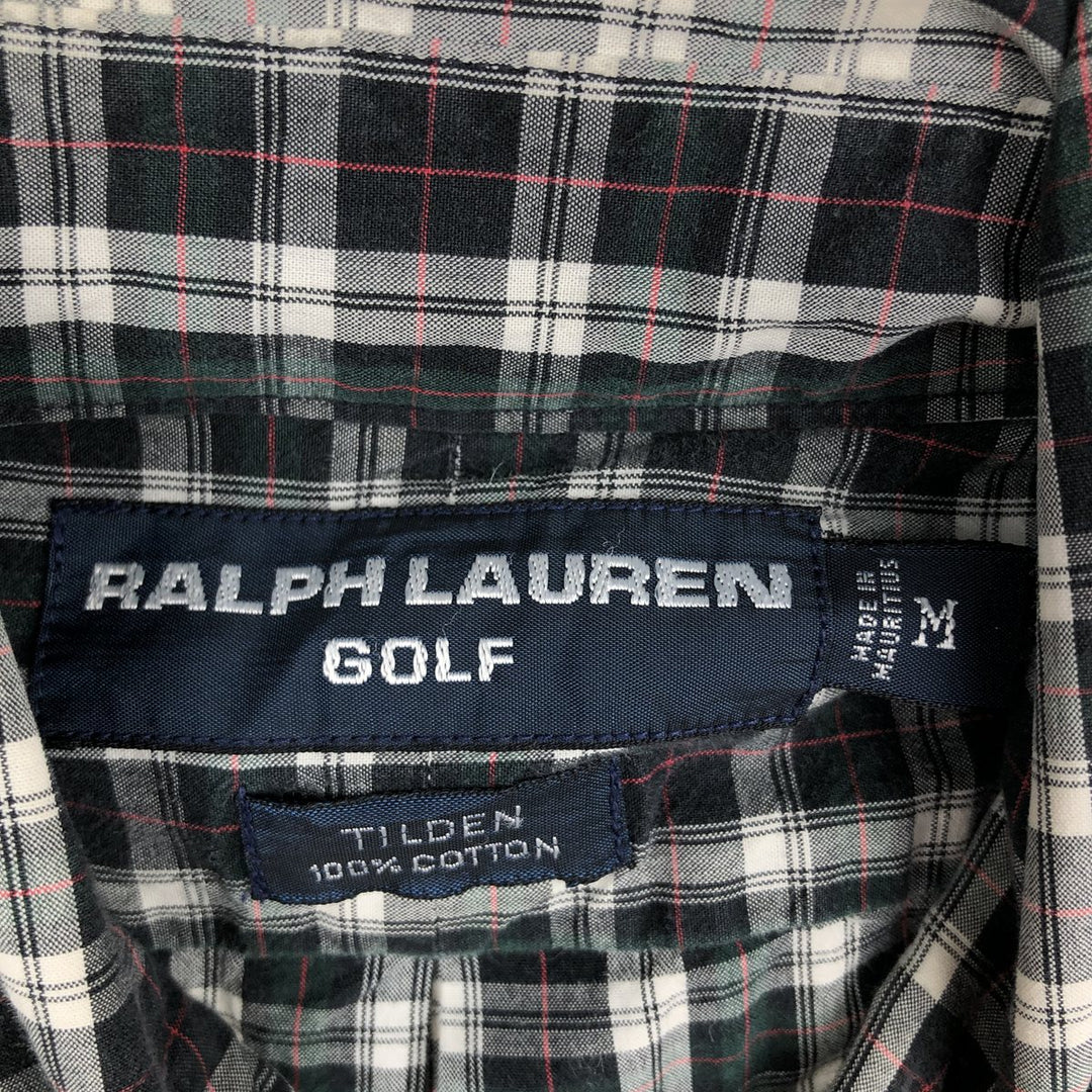 Ralph Lauren RALPH LAUREN GOLF TILDEN Long Sleeve Button Down Check Shirt Men's M cotton navy blue type Vintage Second Hand