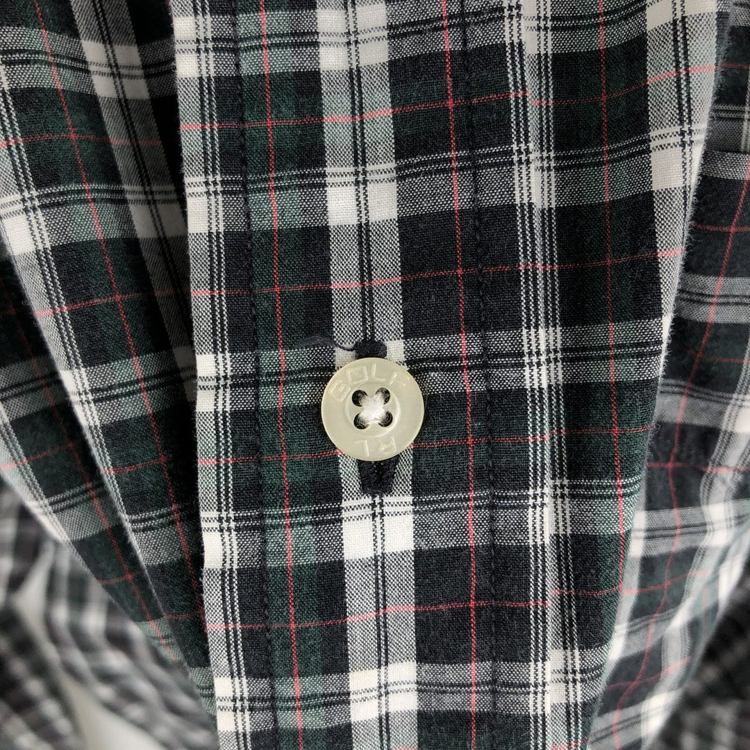 Ralph Lauren RALPH LAUREN GOLF TILDEN Long Sleeve Button Down Check Shirt Men's M cotton navy blue type Vintage Second Hand