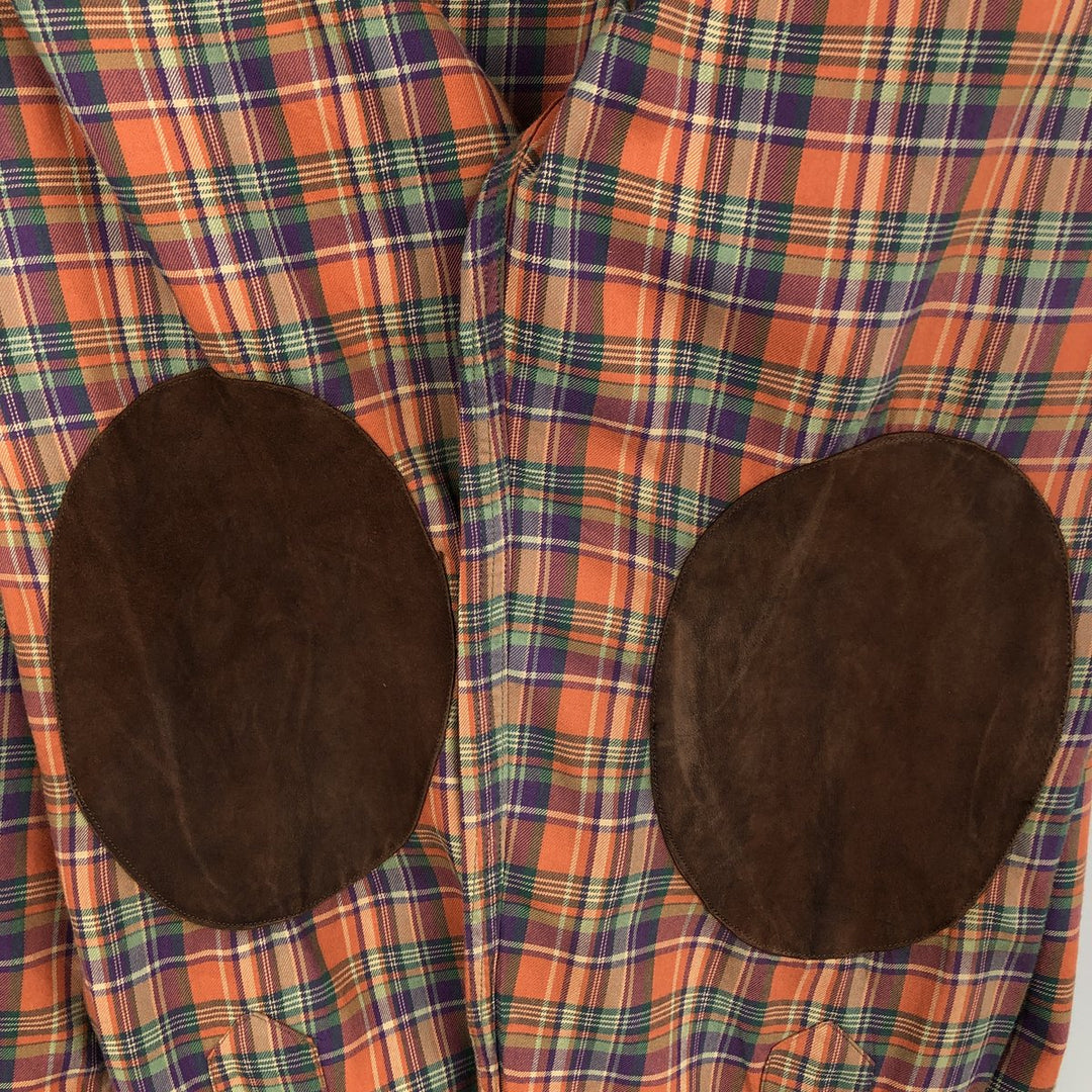 Ralph Lauren POLO by Ralph Lauren Check Pattern Long-Sleeve Cotton Shirt, Men's Size L (approx.) cotton orange type Vintage Second Hand