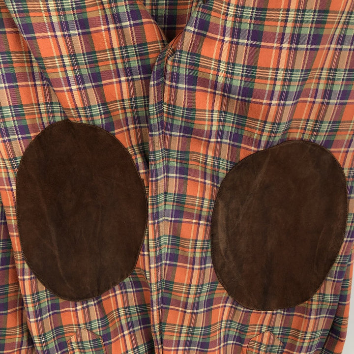 Ralph Lauren POLO by Ralph Lauren Check Pattern Long-Sleeve Cotton Shirt, Men's Size L (approx.) cotton orange type Vintage Second Hand