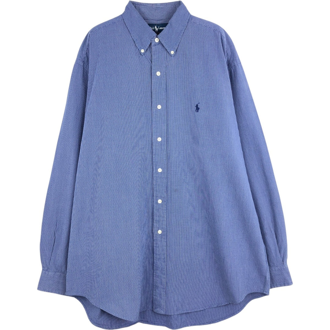 Ralph Lauren BLAKE long sleeve button down check shirt, men's size L cotton blue type Vintage Second Hand