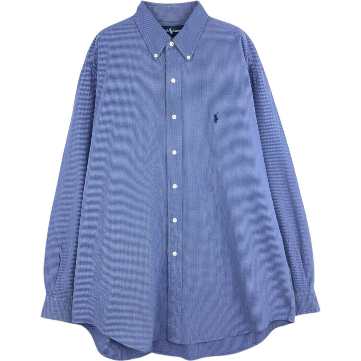 Ralph Lauren BLAKE long sleeve button down check shirt, men's size L cotton blue type Vintage Second Hand