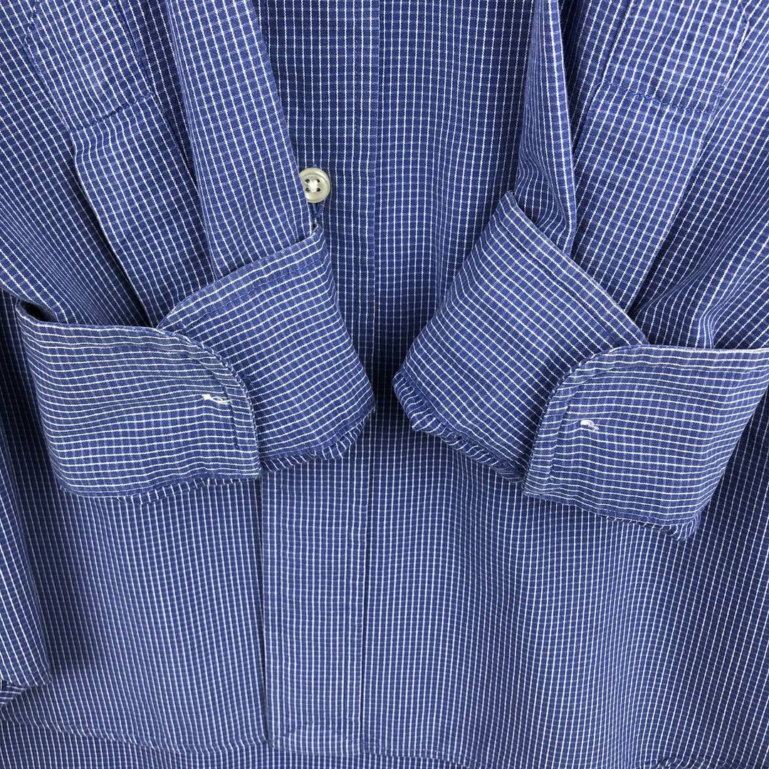 Ralph Lauren BLAKE long sleeve button down check shirt, men's size L cotton blue type Vintage Second Hand