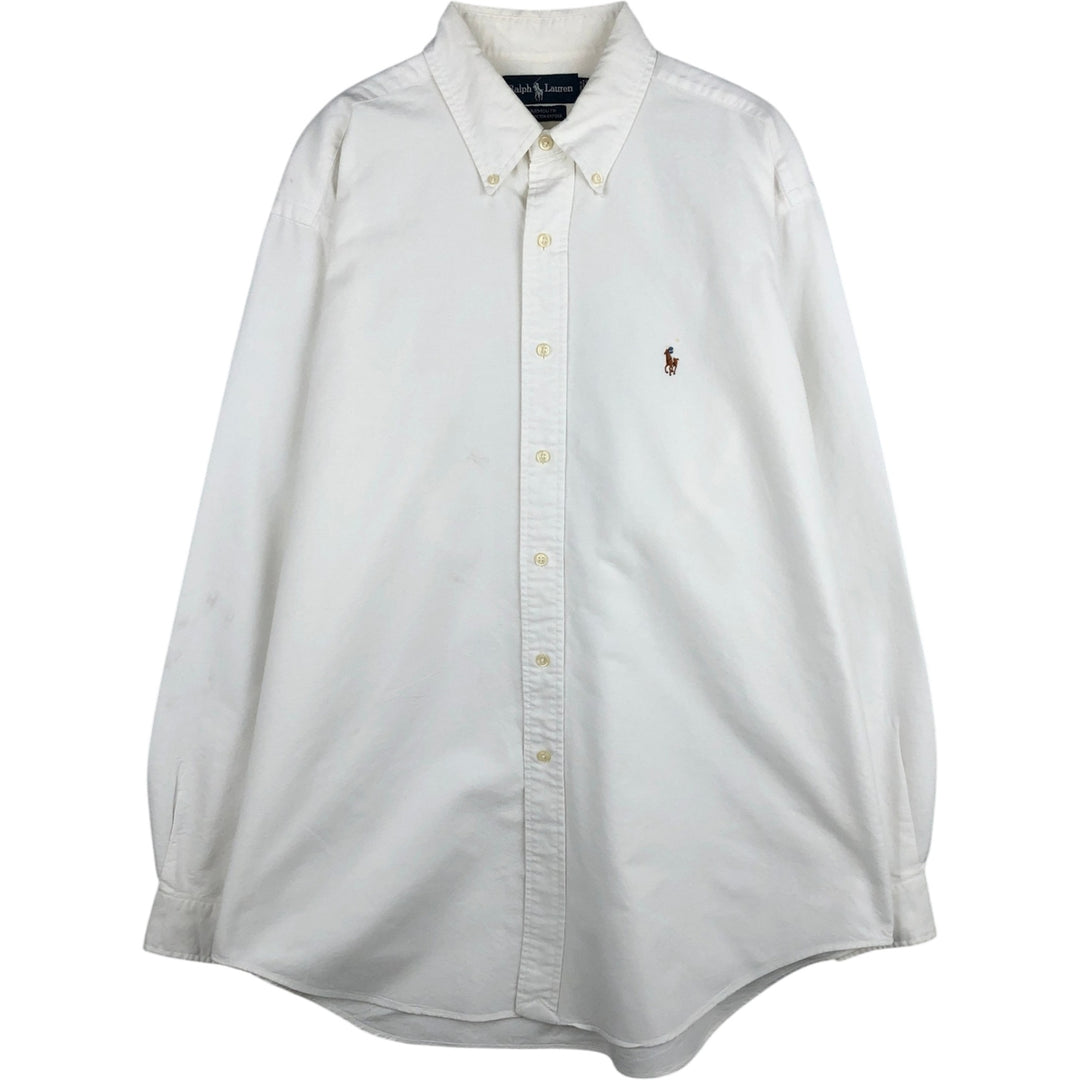 Ralph Lauren YARMOUTH long sleeve button down shirt, men's size L cotton white type Vintage Second Hand