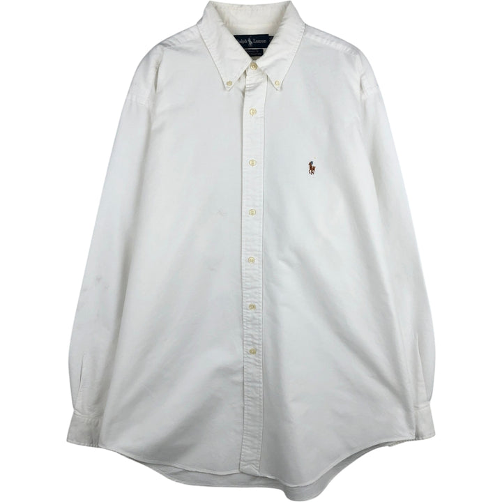 Ralph Lauren YARMOUTH long sleeve button down shirt, men's size L cotton white type Vintage Second Hand