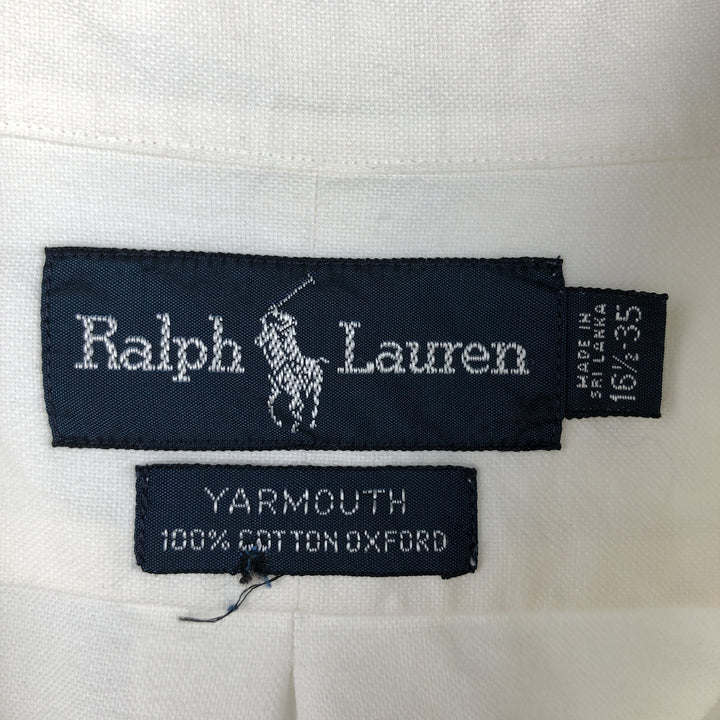 Ralph Lauren YARMOUTH long sleeve button down shirt, men's size L cotton white type Vintage Second Hand