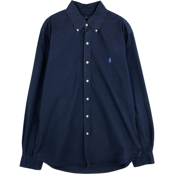 Ralph Lauren Slim Fit Long Sleeve Button-Down Shirt, Men's Size L cotton navy blue type Vintage Second Hand