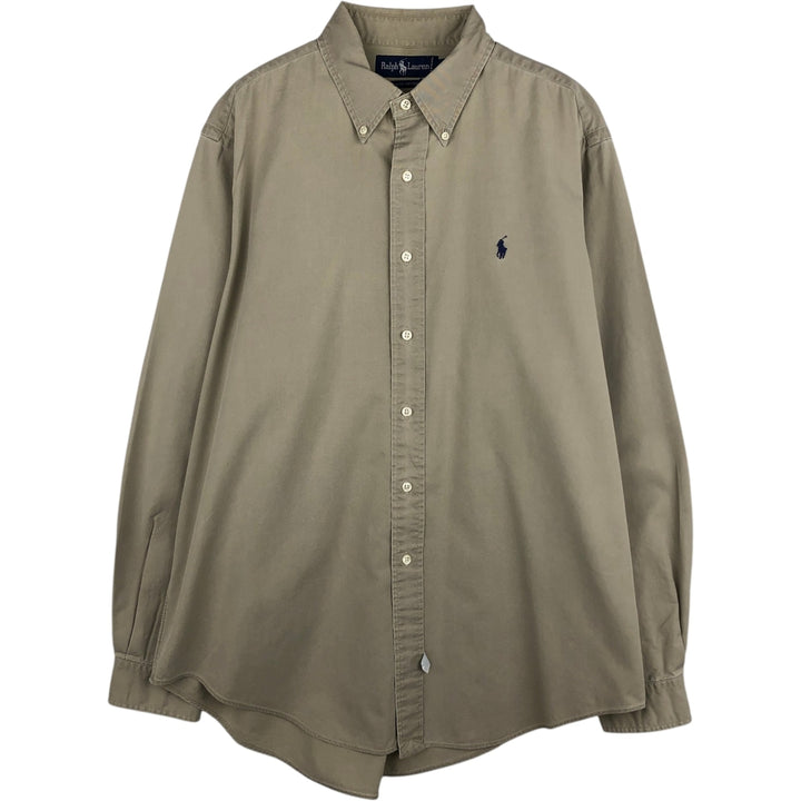 Ralph Lauren long sleeve button down shirt, men's XL size cotton Beige type Vintage Second Hand