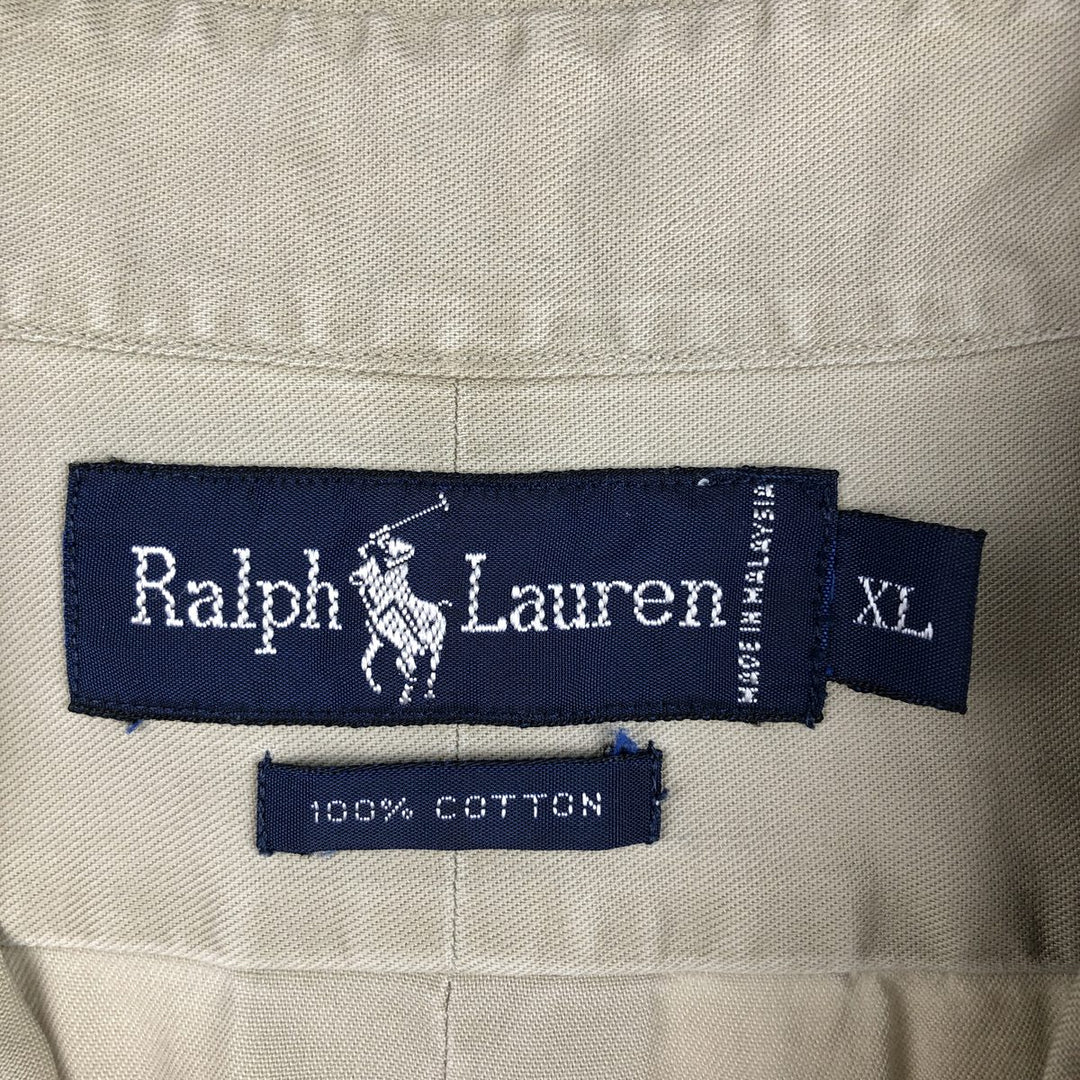 Ralph Lauren long sleeve button down shirt, men's XL size cotton Beige type Vintage Second Hand