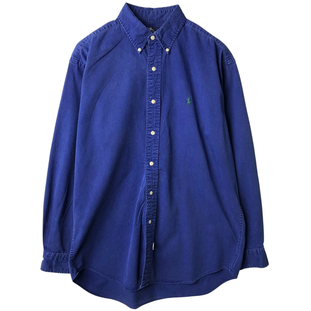 Ralph Lauren long sleeve button down shirt, men's size M cotton blue type Vintage Second Hand