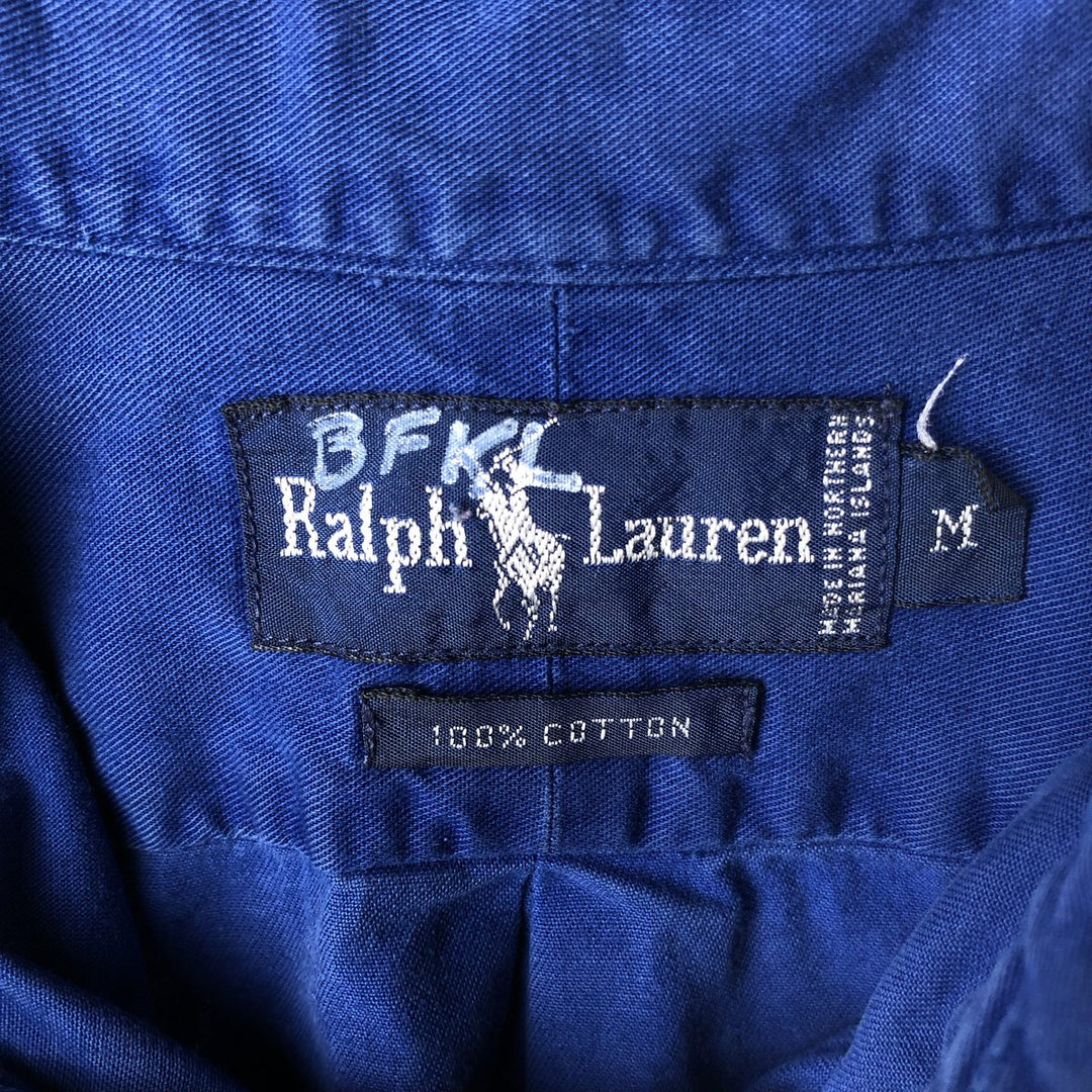 Ralph Lauren long sleeve button down shirt, men's size M cotton blue type Vintage Second Hand