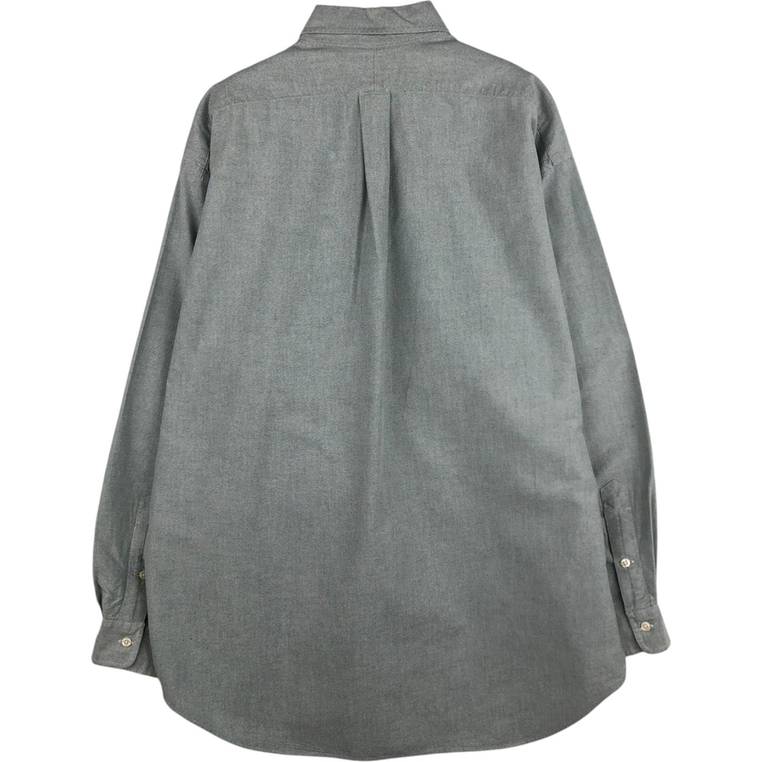 Ralph Lauren BIG SHIRT Long sleeve button down shirt Men's size L cotton gray type Vintage Second Hand