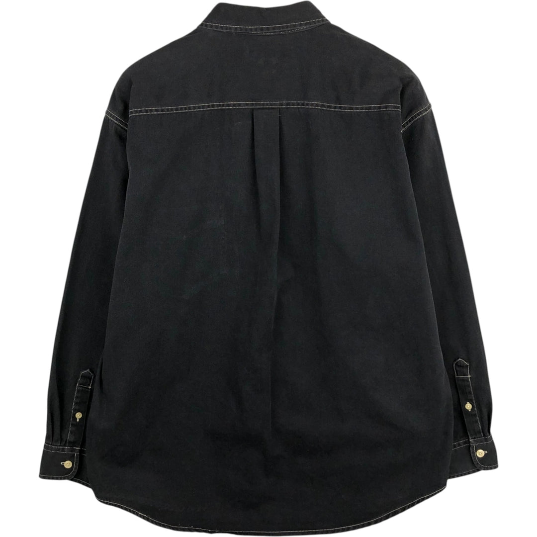 90'S J.Crew Long-Sleeve Button-Down Shirt, Men's Size XL (Equivalent), Vintage cotton black type Vintage Second Hand