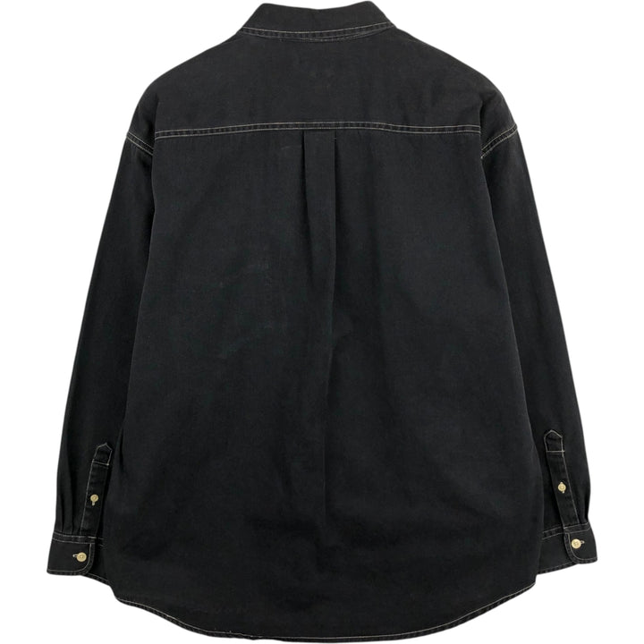 90'S J.Crew Long-Sleeve Button-Down Shirt, Men's Size XL (Equivalent), Vintage cotton black type Vintage Second Hand