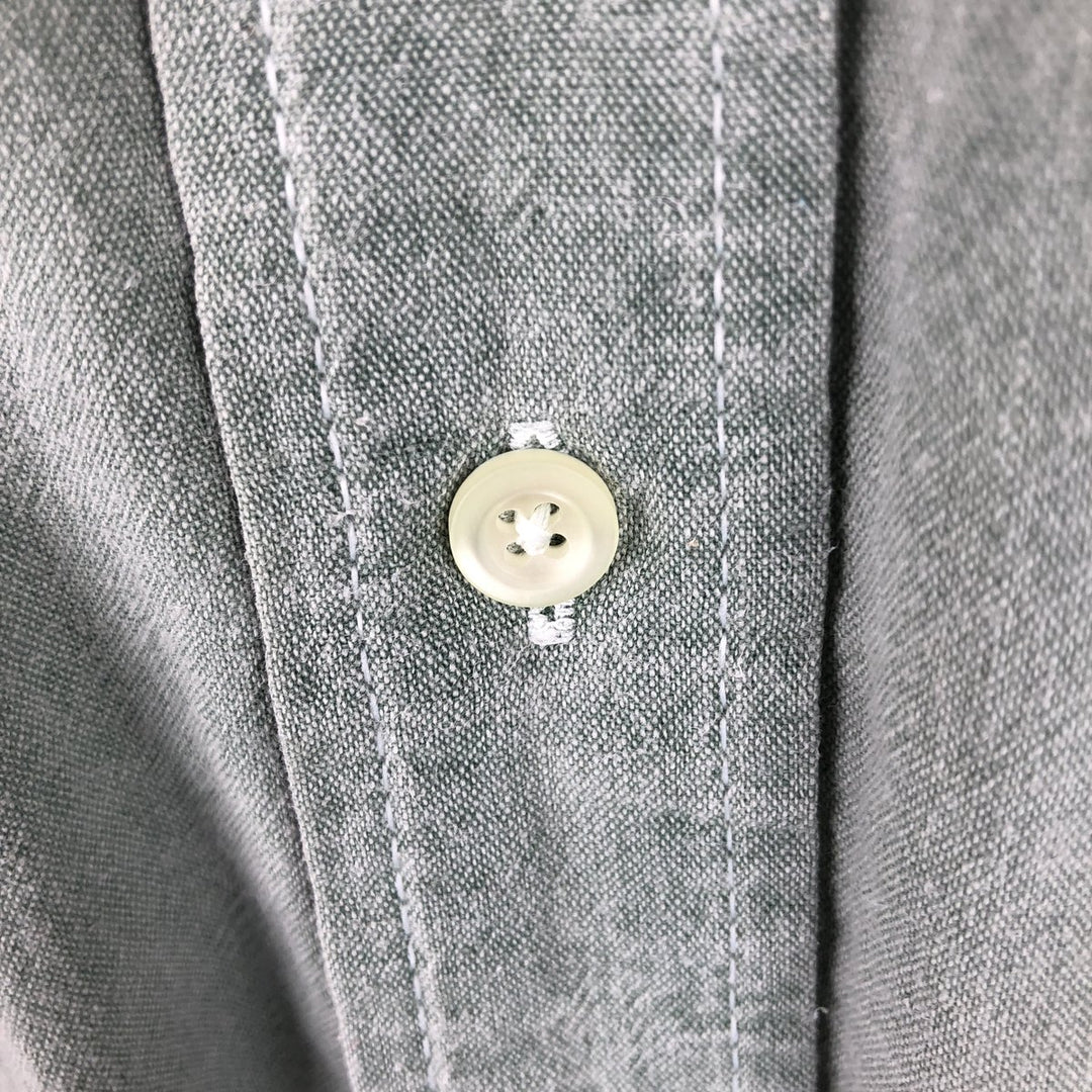 90'S GAP Old Gap Button-Down Long-Sleeve Cotton Check Shirt, Made in Canada, Men's Size L (approx.), Vintage cotton Khaki type sage green Vintage Second Hand