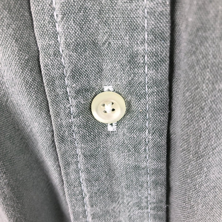 90'S GAP Old Gap Button-Down Long-Sleeve Cotton Check Shirt, Made in Canada, Men's Size L (approx.), Vintage cotton Khaki type sage green Vintage Second Hand
