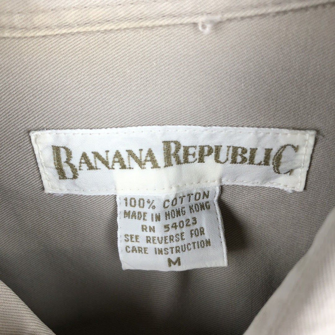 90'S Banana Republic Vintage Long Sleeve Cotton Shirt, Men's M Size cotton Beige type Vintage Second Hand