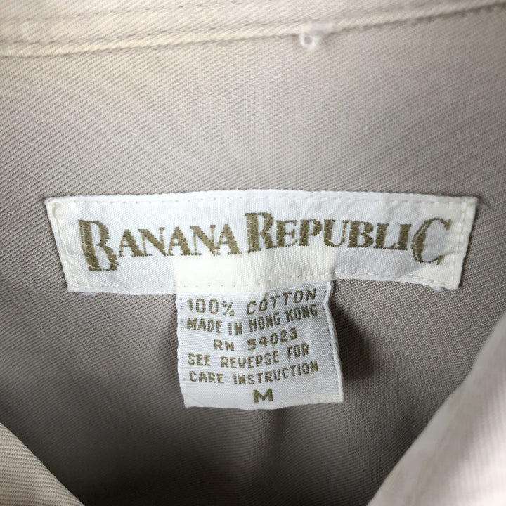 90'S Banana Republic Vintage Long Sleeve Cotton Shirt, Men's M Size cotton Beige type Vintage Second Hand