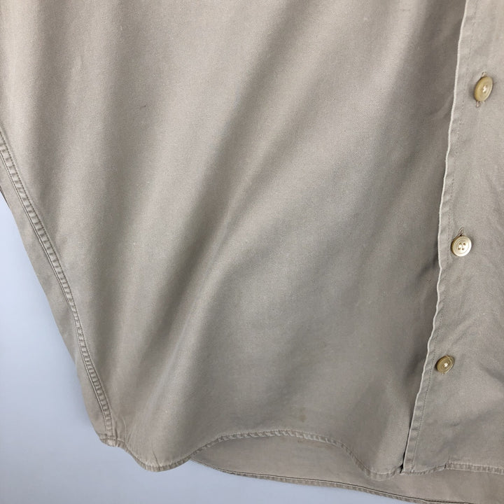 90'S Banana Republic Vintage Long Sleeve Cotton Shirt, Men's M Size cotton Beige type Vintage Second Hand