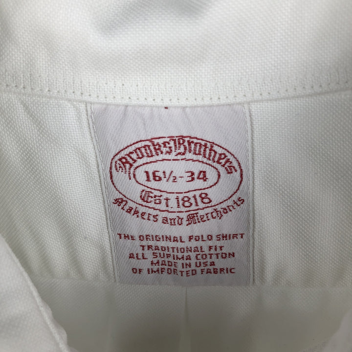 Brooks Brothers Est.1818 Long Sleeve Button Down Shirt Made in USA Men's Size L Supima Cotton white type Vintage Second Hand