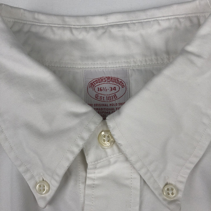 80s-90'S Brooks Brothers Long-Sleeve Button-Down Shirt, Made in USA, Men's Size L (Equivalent), Vintage Supima Cotton white type Vintage Second Hand