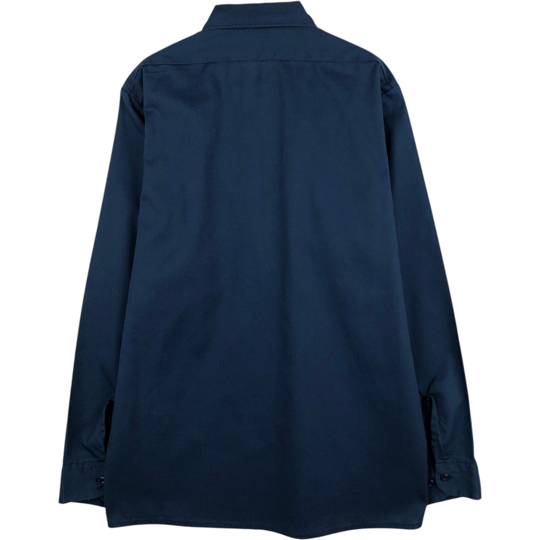 Vintage 80s-90'S Dickies long-sleeved work shirt, Made in USA, Men's size M polyester navy blue type Vintage Second Hand