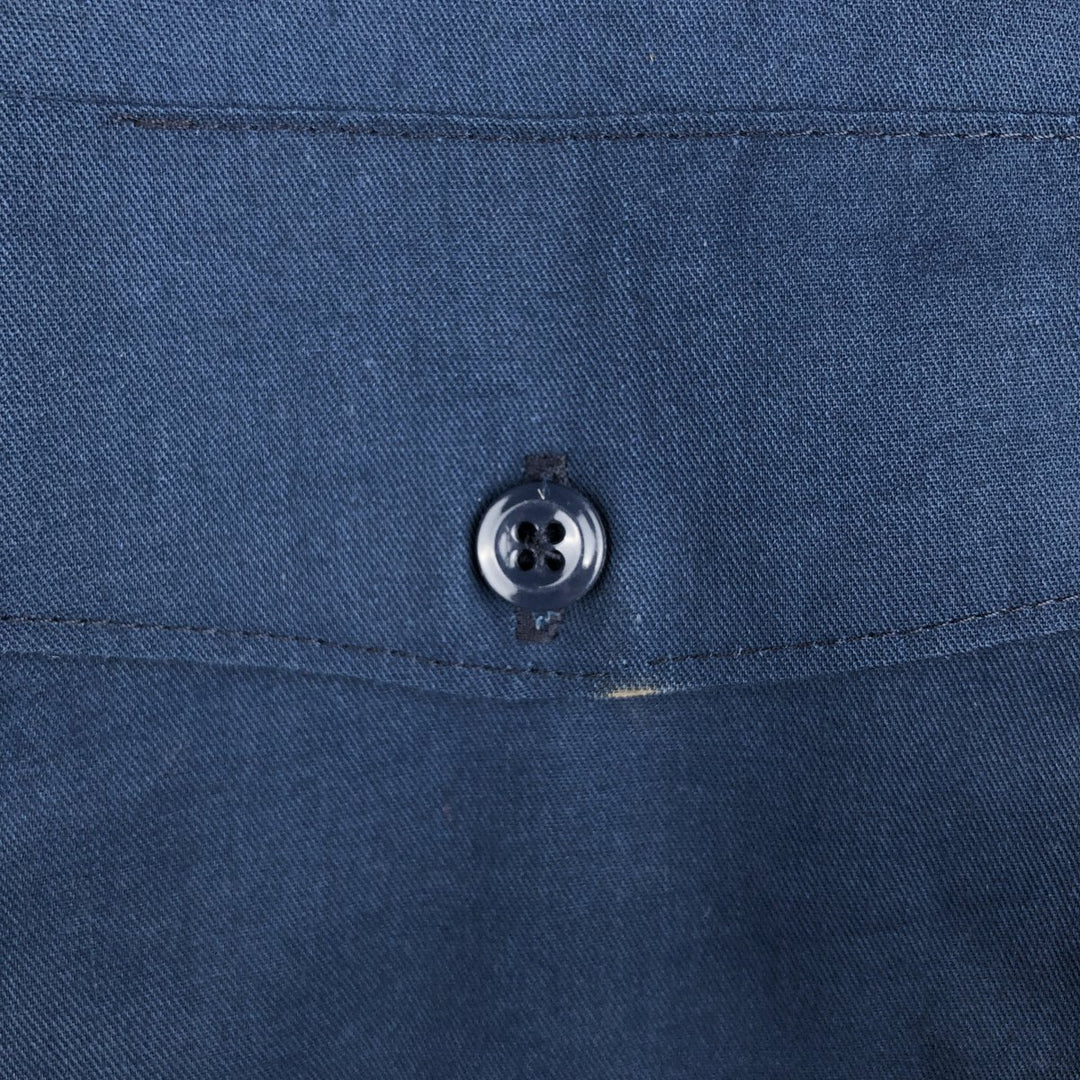 Vintage 80s-90'S Dickies long-sleeved work shirt, Made in USA, Men's size M polyester navy blue type Vintage Second Hand