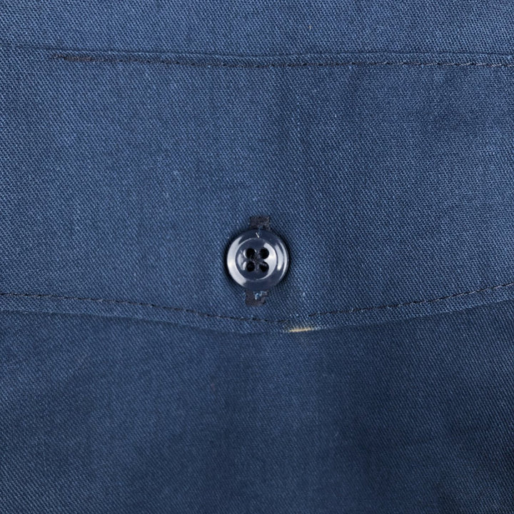Vintage 80s-90'S Dickies long-sleeved work shirt, Made in USA, Men's size M polyester navy blue type Vintage Second Hand