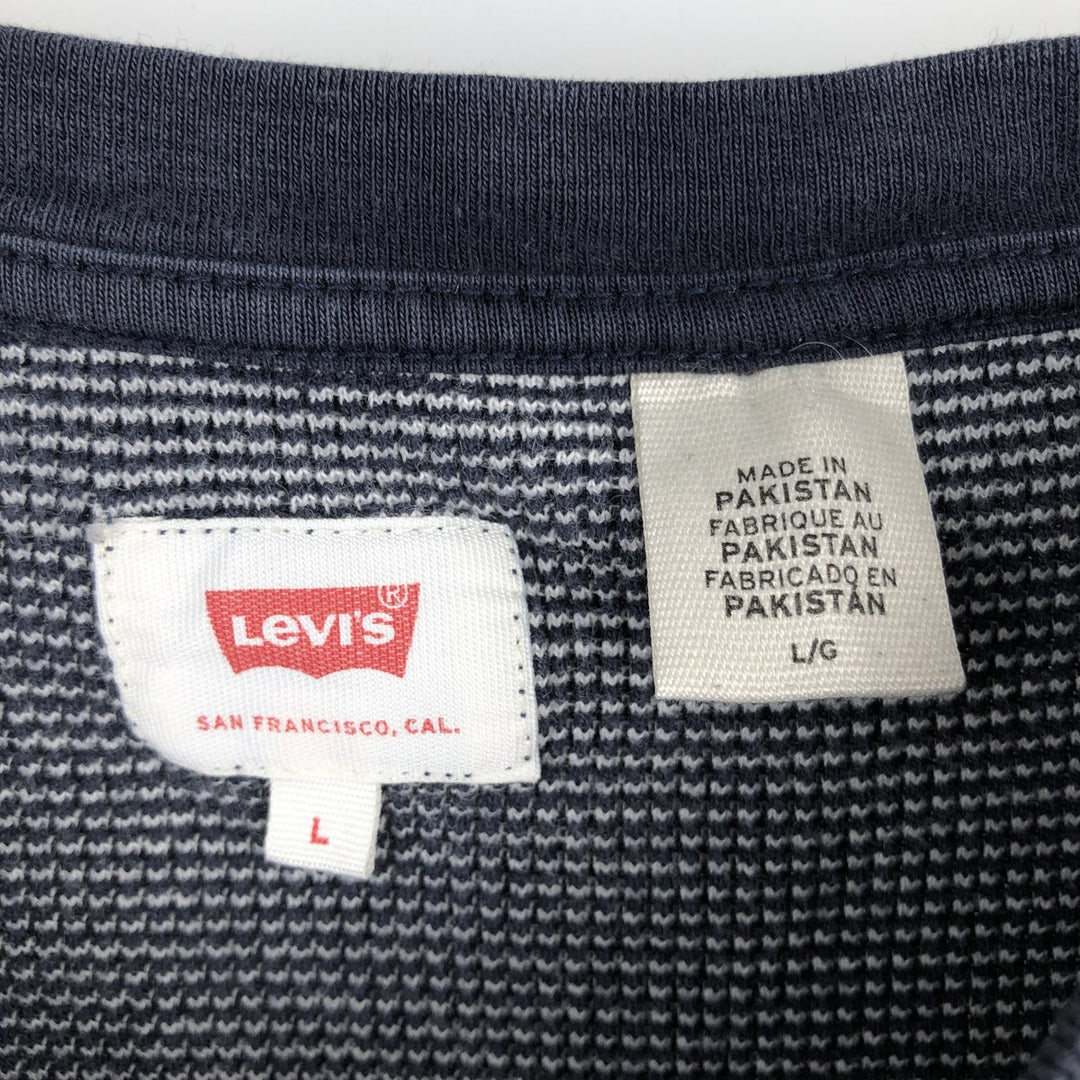 Levi's Thermal Long-Sleeve T-Shirt, Men's Size M cotton navy blue type Vintage Second Hand