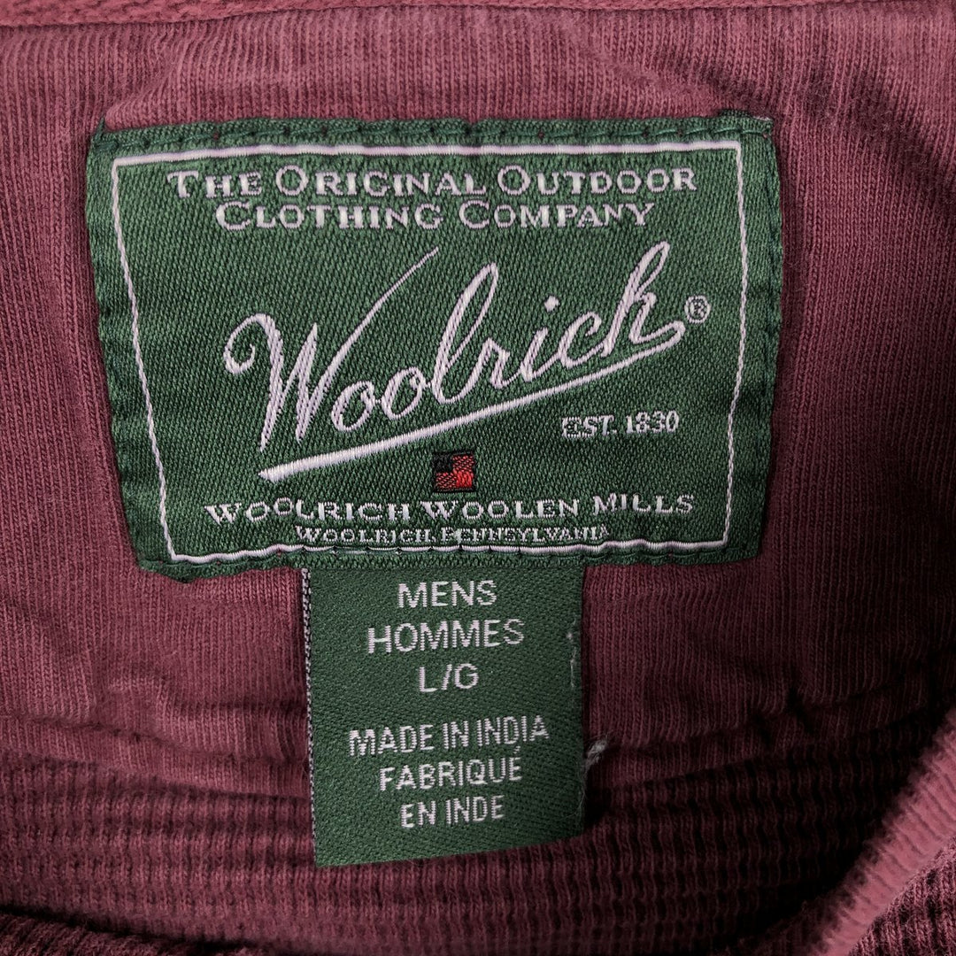 Woolrich Thermal Long-Sleeve T-Shirt, Men's Size L (approx.) cotton wine-red Vintage Second Hand