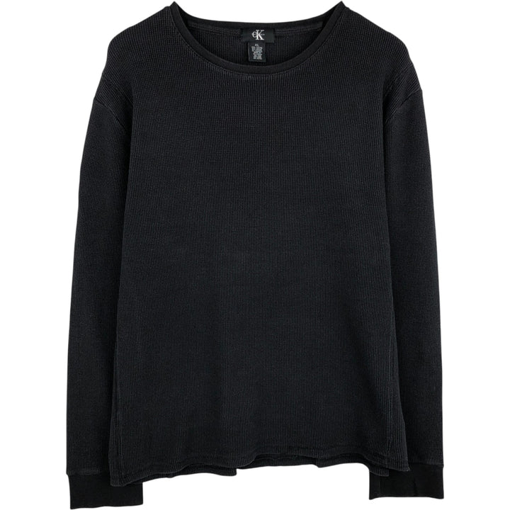 Calvin Klein Thermal Long-Sleeve T-Shirt, Waffle Pattern, Men's Size L (equivalent to size L) cotton black type Vintage Second Hand