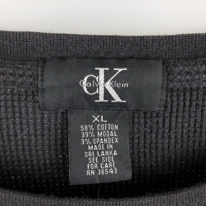 Calvin Klein Thermal Long-Sleeve T-Shirt, Waffle Pattern, Men's Size L (equivalent to size L) cotton black type Vintage Second Hand
