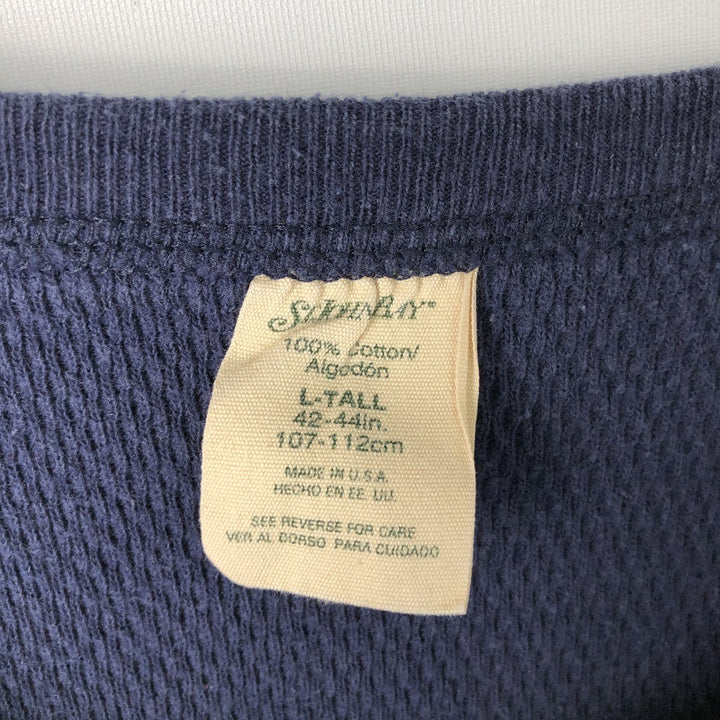 St. John's Bay Thermal Long-Sleeve T-Shirt, Made in USA, Men's Size L (approx.) cotton navy blue type Vintage Second Hand