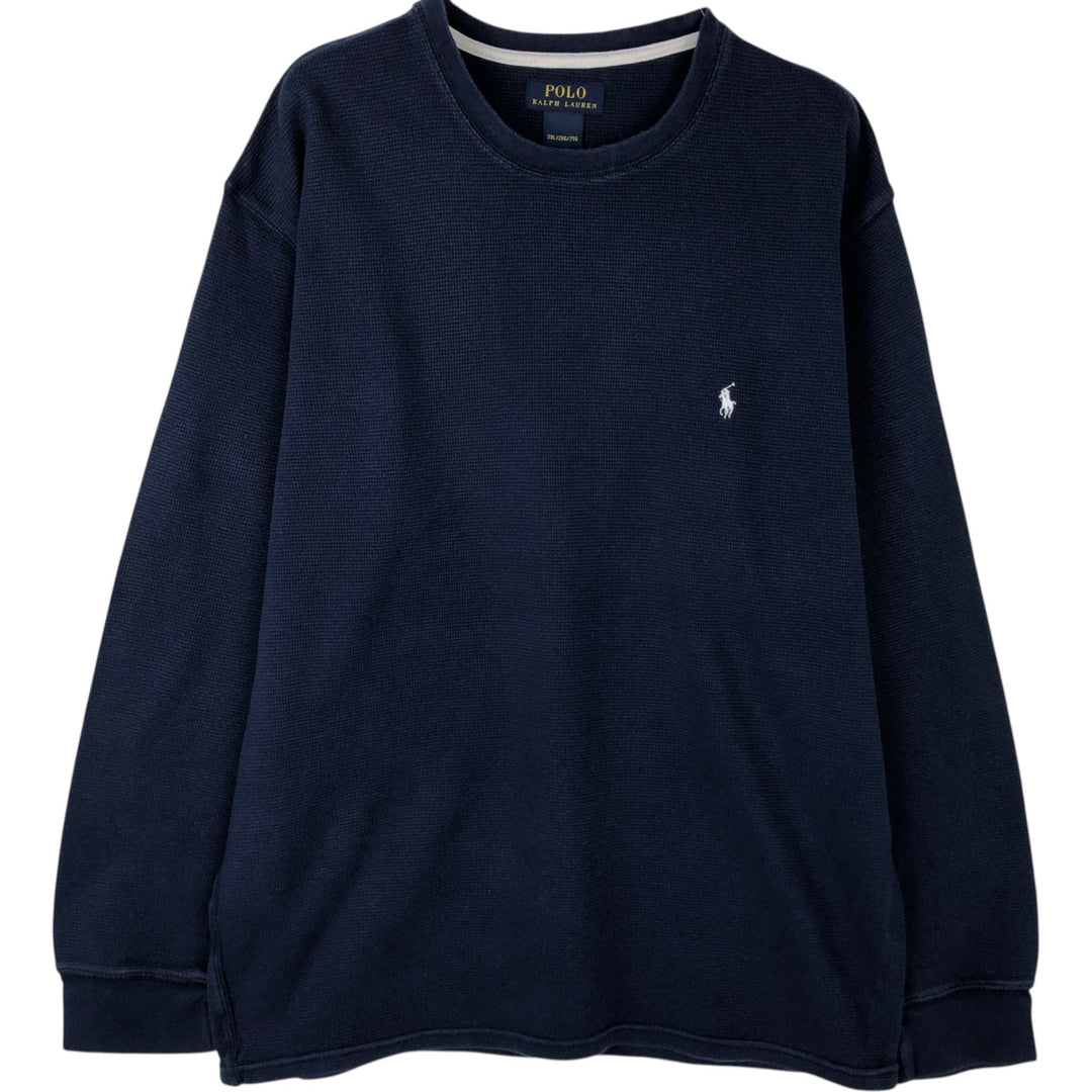 Ralph Lauren POLO RALPH LAUREN Thermal Long T-Shirt Men's XXL cotton navy blue type Vintage Second Hand