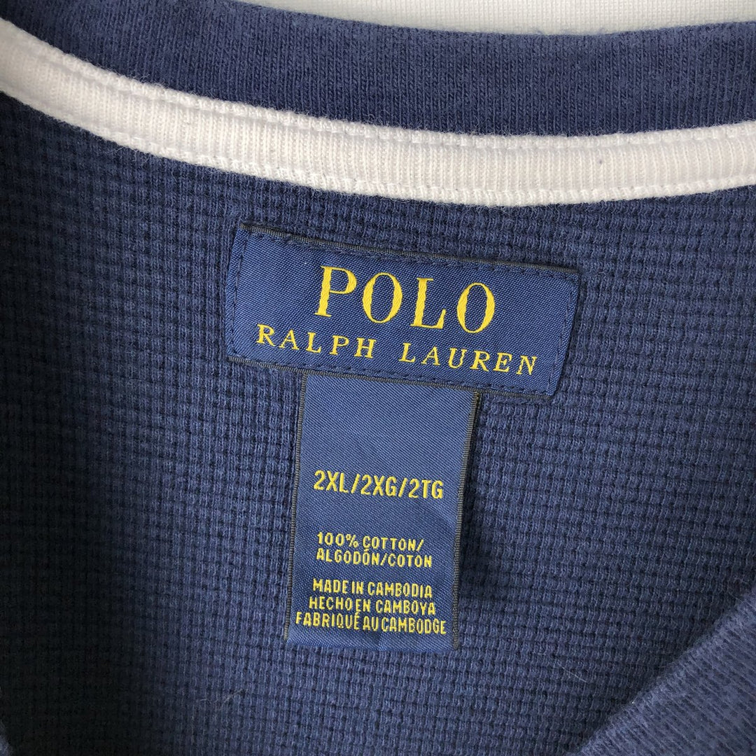 Ralph Lauren POLO RALPH LAUREN Thermal Long T-Shirt Men's XXL cotton navy blue type Vintage Second Hand