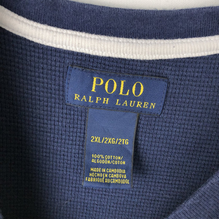 Ralph Lauren POLO RALPH LAUREN Thermal Long T-Shirt Men's XXL cotton navy blue type Vintage Second Hand