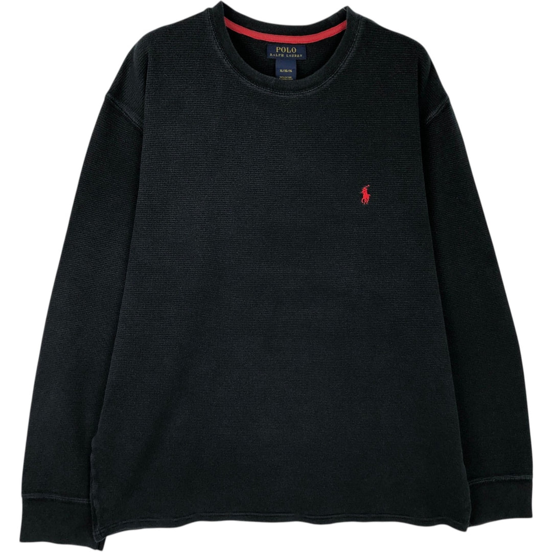Ralph Lauren POLO RALPH LAUREN Thermal Long T-Shirt Men's XL cotton black type Vintage Second Hand