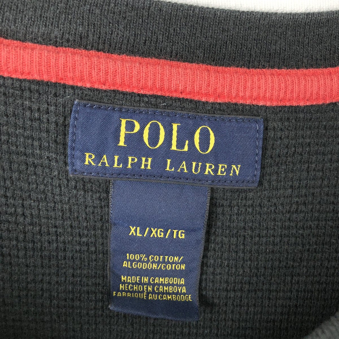Ralph Lauren POLO RALPH LAUREN Thermal Long T-Shirt Men's XL cotton black type Vintage Second Hand