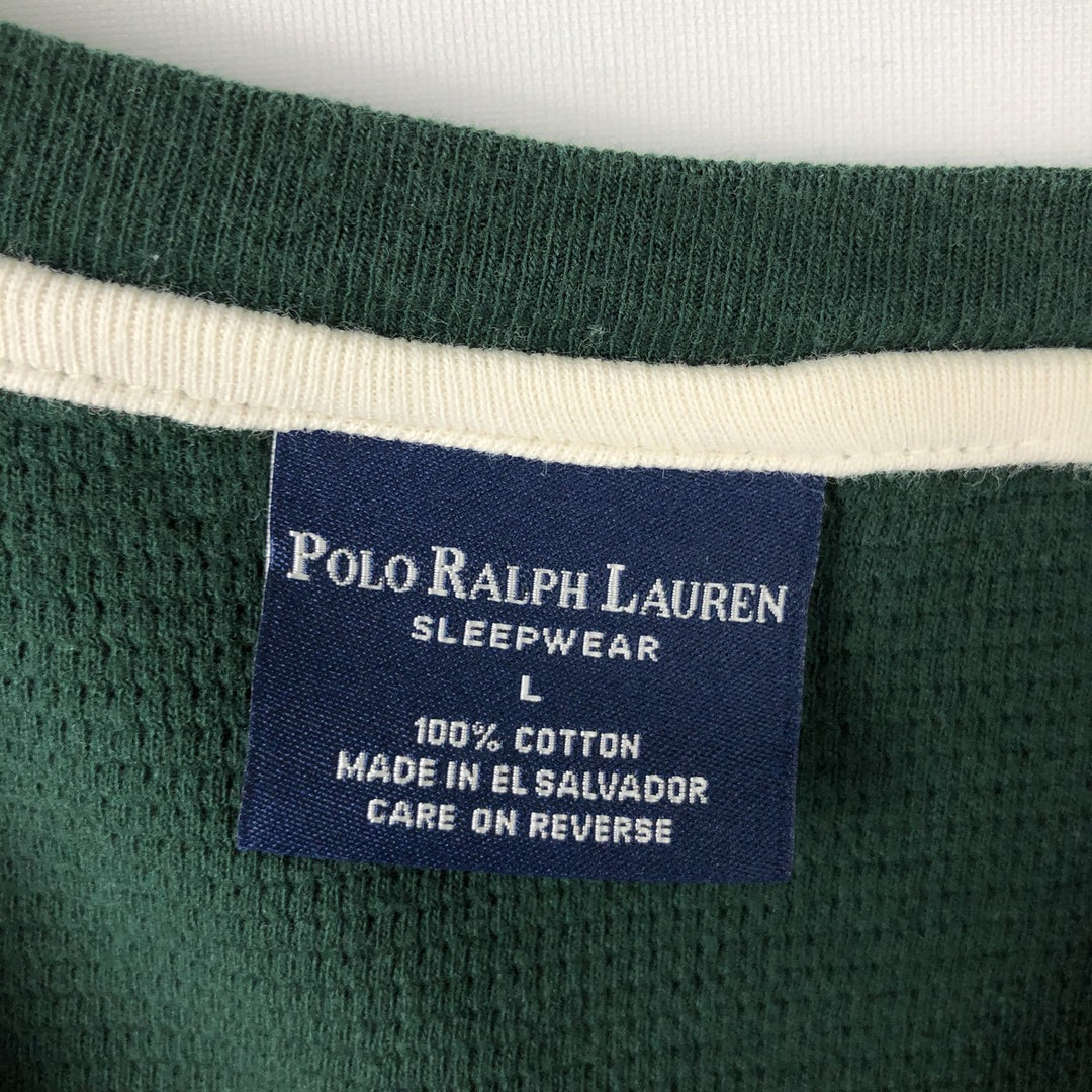 Ralph Lauren POLO RALPH LAUREN SLEEPWEAR Thermal Long T-Shirt, Men's Size Medium cotton Green type dark green Vintage Second Hand