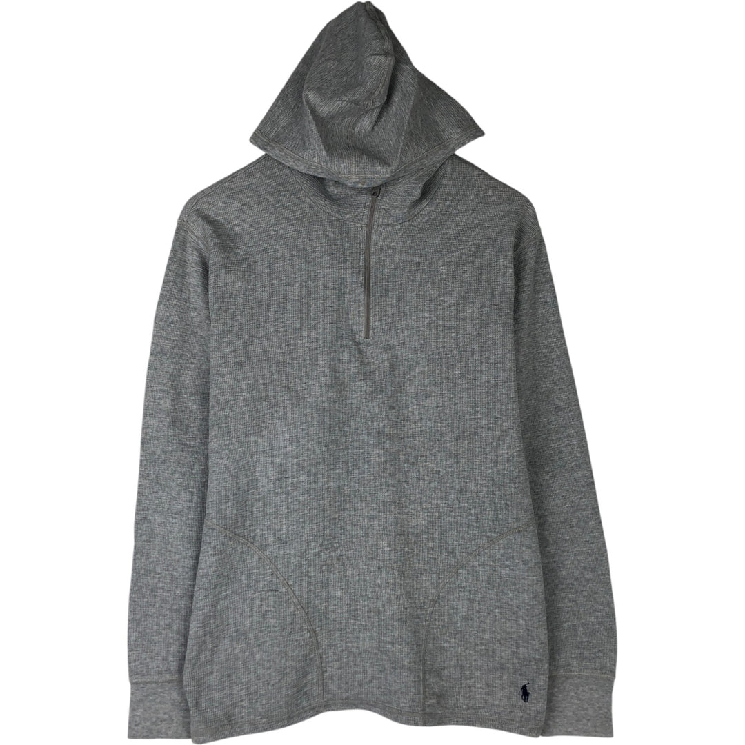 Ralph Lauren POLO RALPH LAUREN Half-Zip Hooded Thermal Long-Sleeve T-Shirt, Men's Size M (approx.) cotton gray type Vintage Second Hand